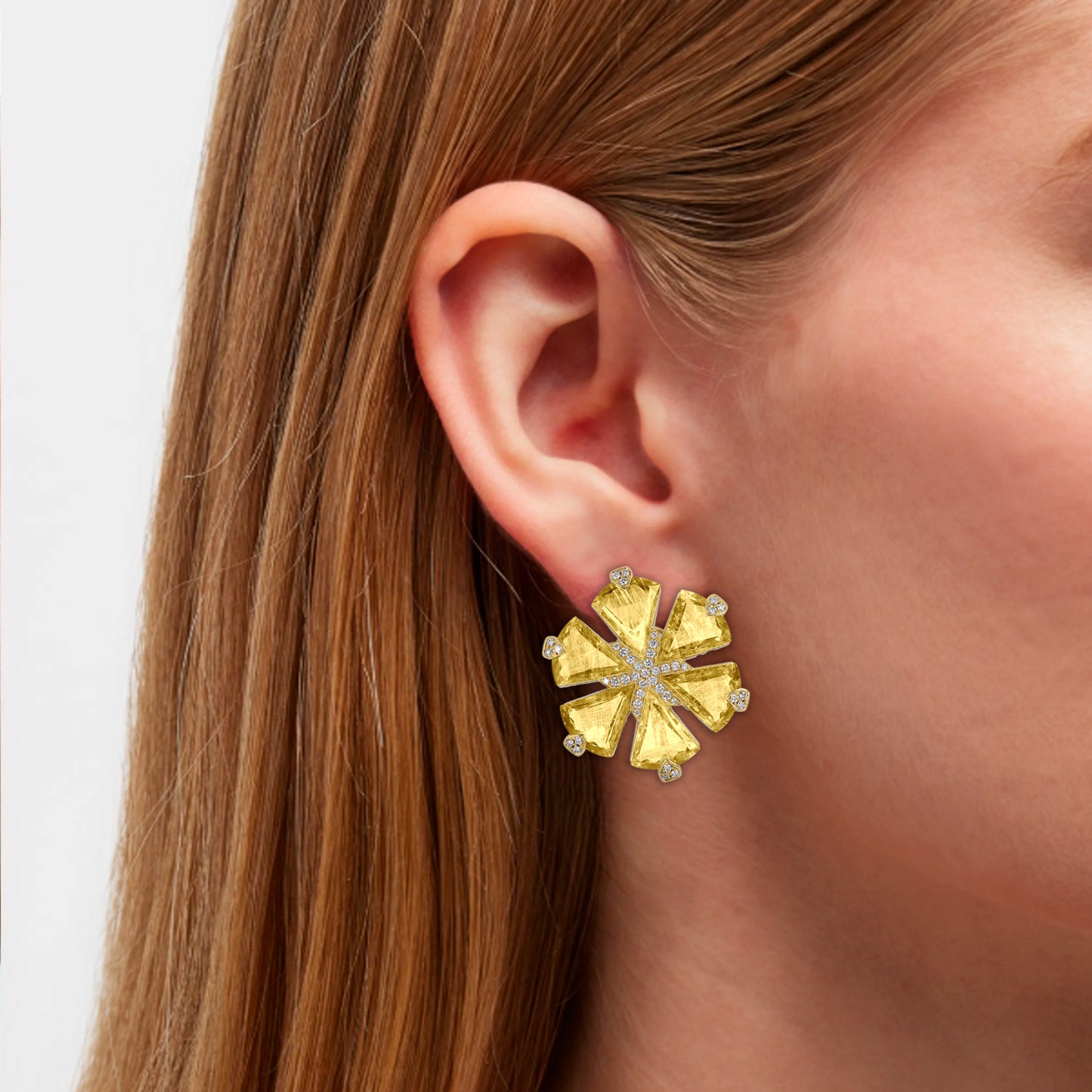 Trillion Flower Diamond Earrings