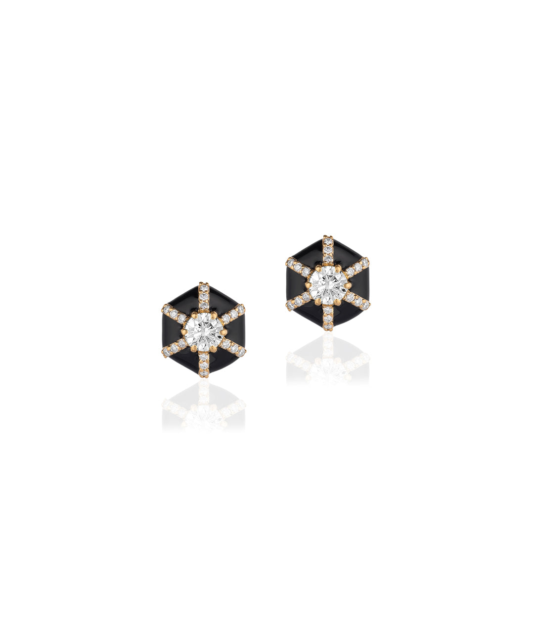 Yellow gold-Diamond with Black Enamel