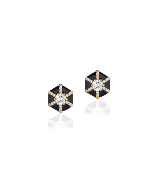 Yellow gold-Diamond with Black Enamel