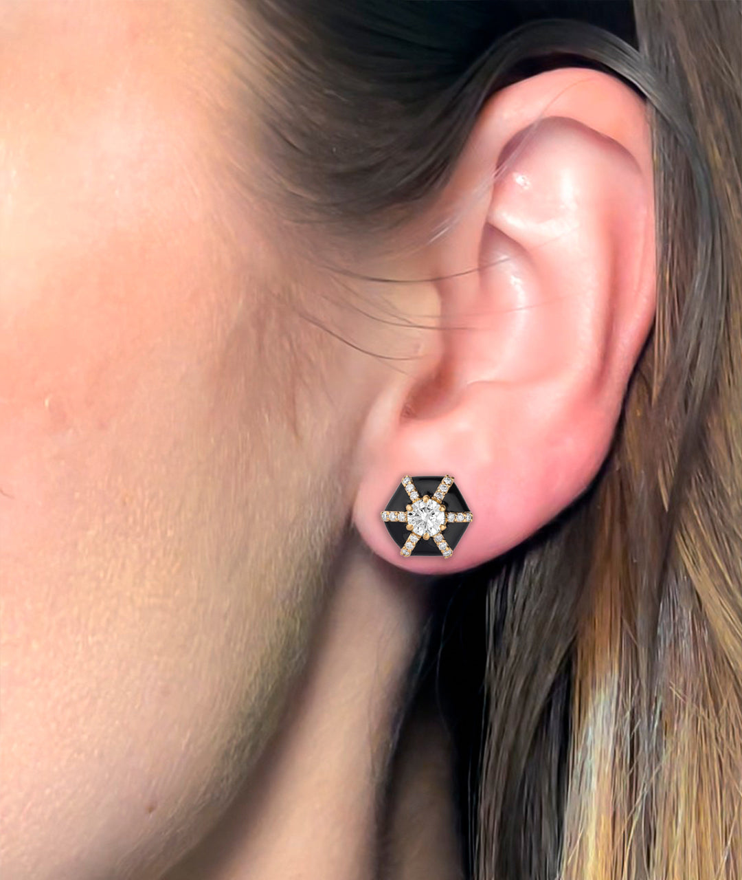 Yellow gold-Diamond with Black Enamel