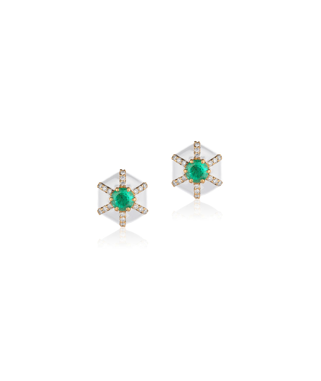 Yellow gold-Emerald with White Enamel