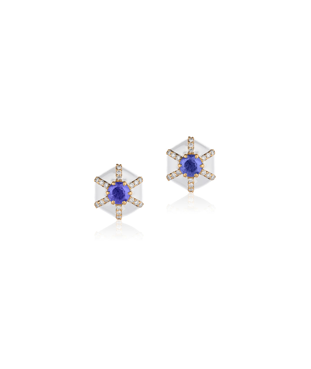 Yellow gold-Tanzanite with White Enamel