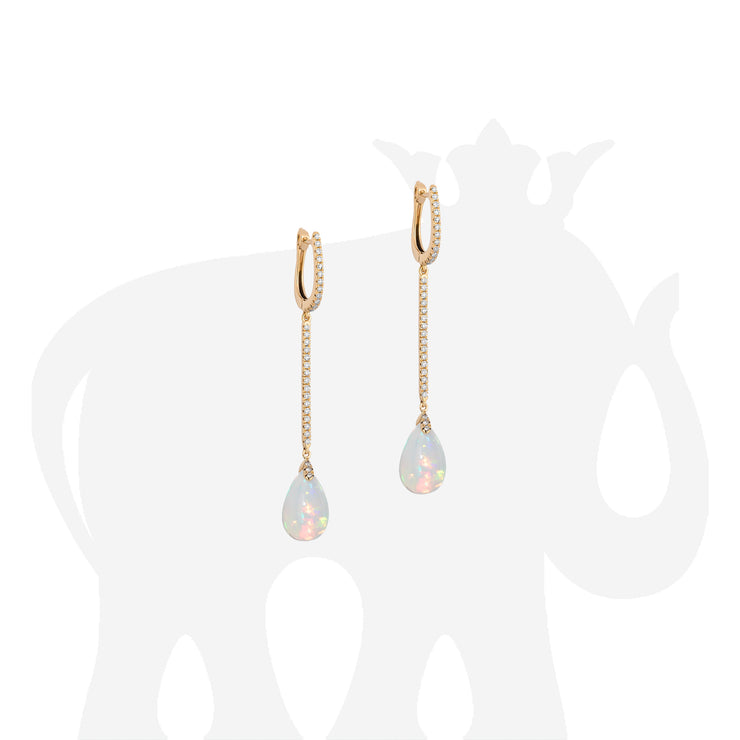 Small Opal Drop Earrings with Diamond Huggies