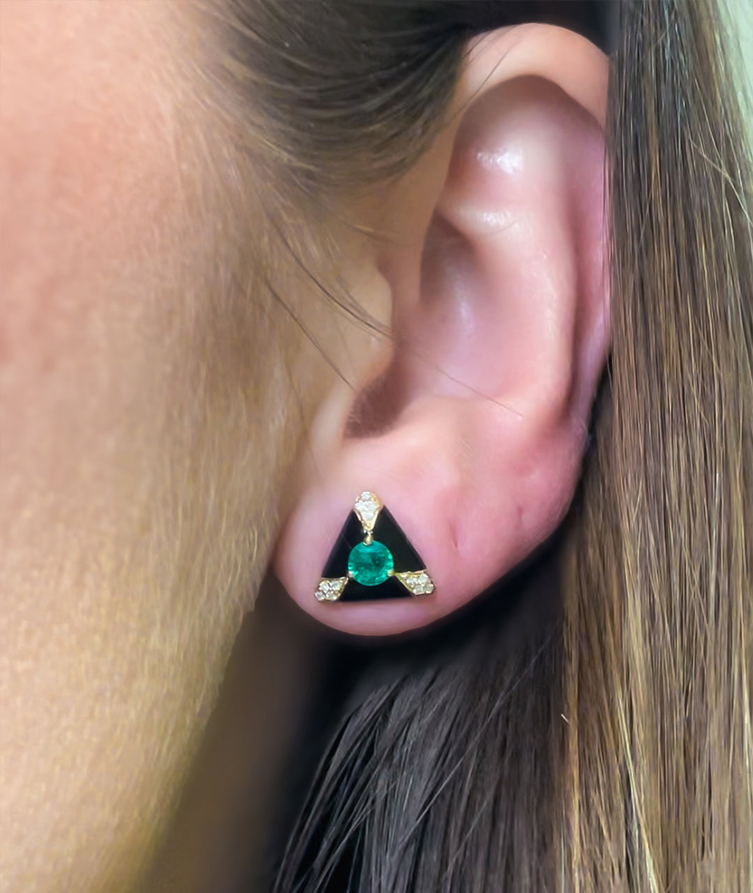 Yellow gold-Emerald with Black Enamel
