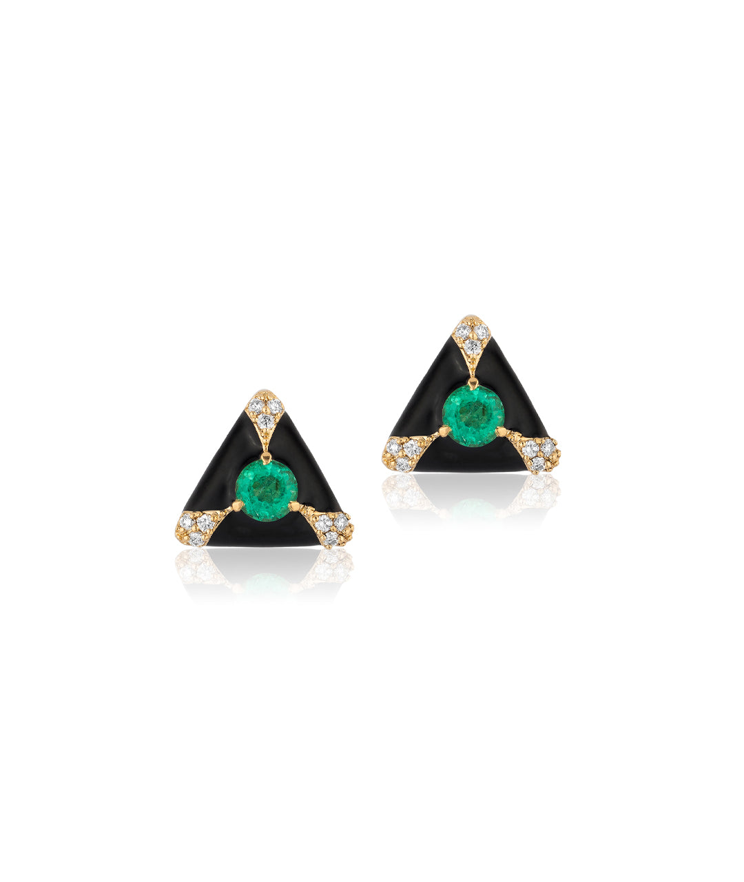 Yellow gold-Emerald with Black Enamel
