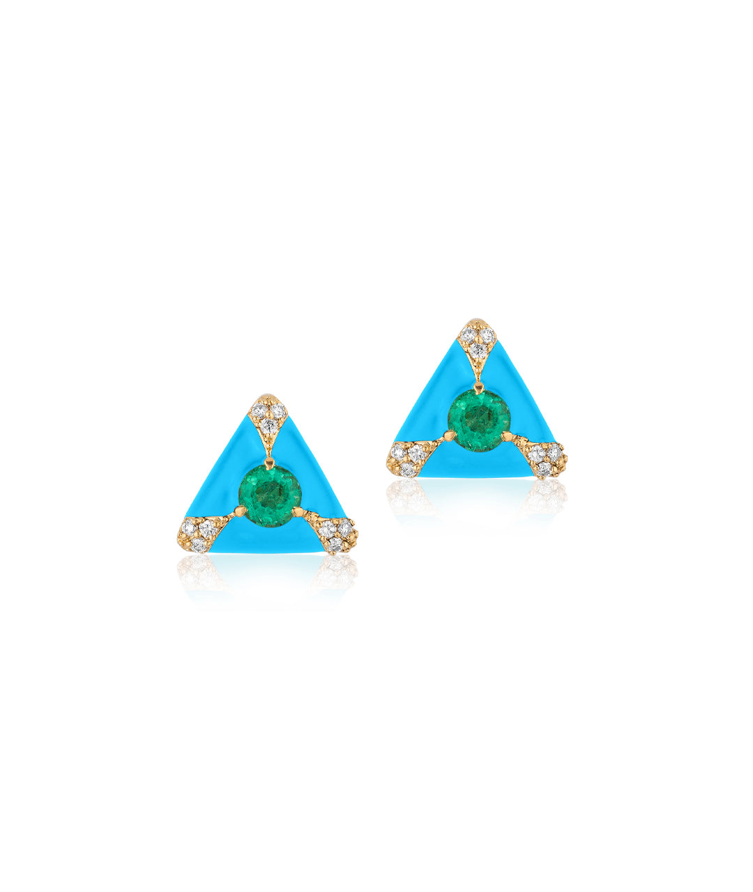 Yellow gold-Emerald with Turquoise Enamel