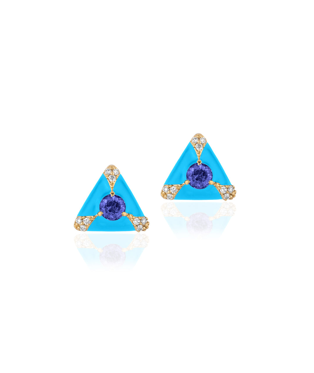 Yellow gold-Tanzanite with Turquoise Enamel