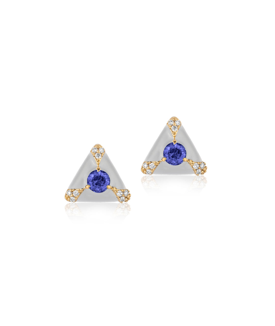 Yellow gold-Tanzanite with White Enamel