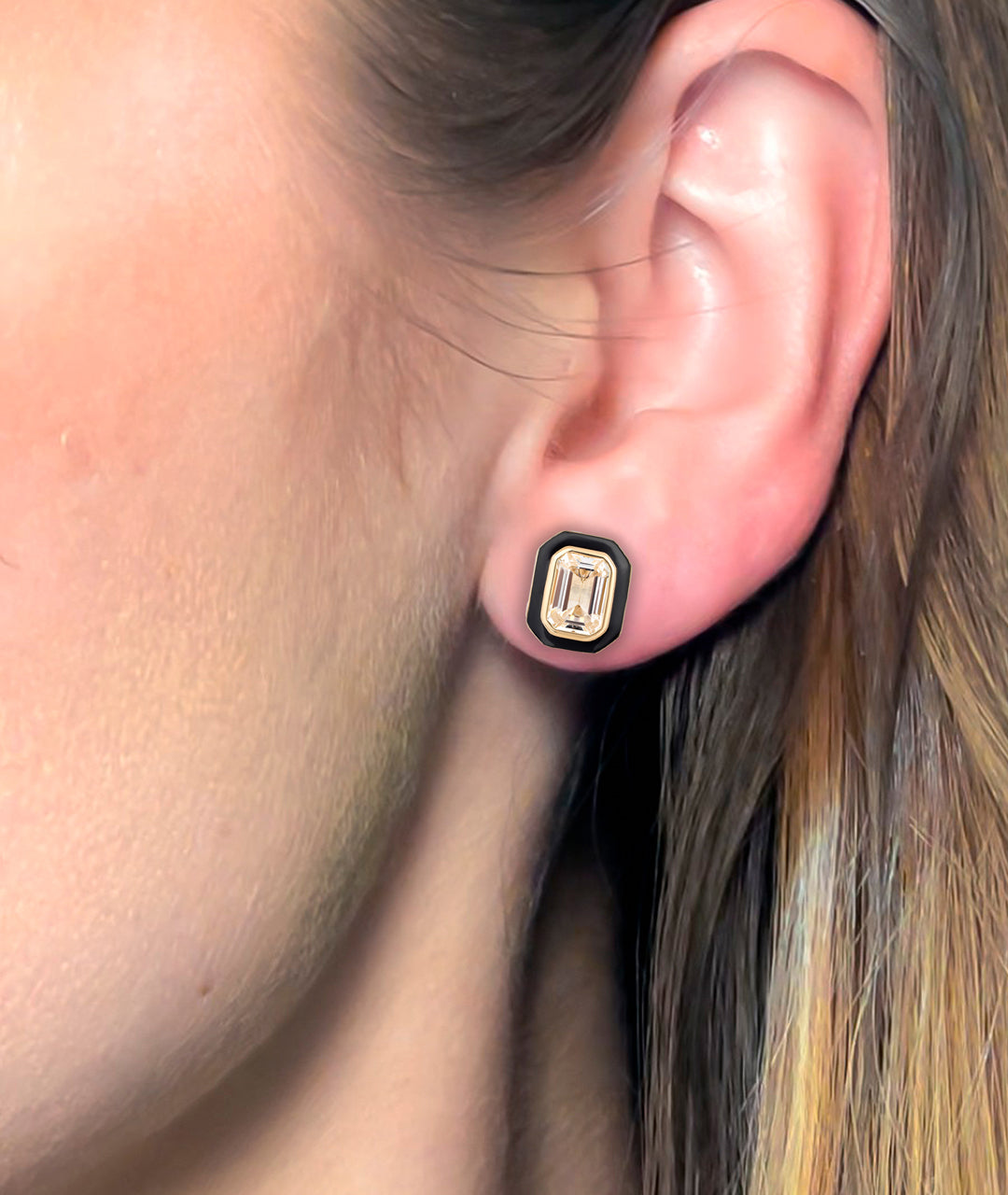 Rock Crystal with Black Enamel