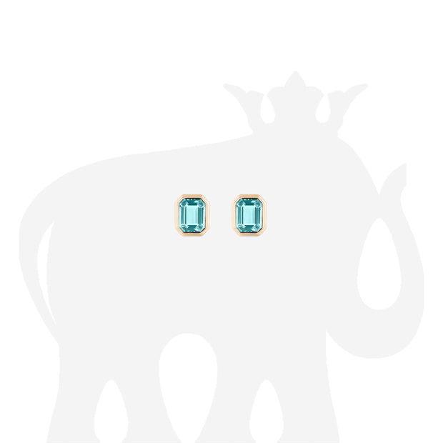 Emerald Cut Bezel Set Stud Earrings