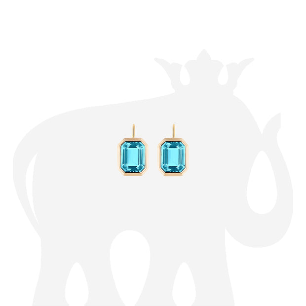 Emerald Cut Bezel Set Earrings