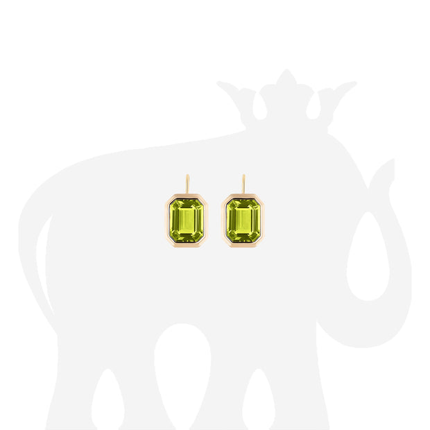 Emerald Cut Bezel Set Earrings