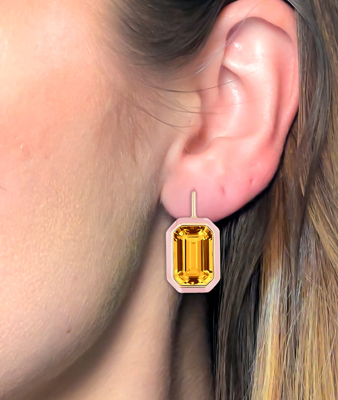 Citrine with Pink Enamel