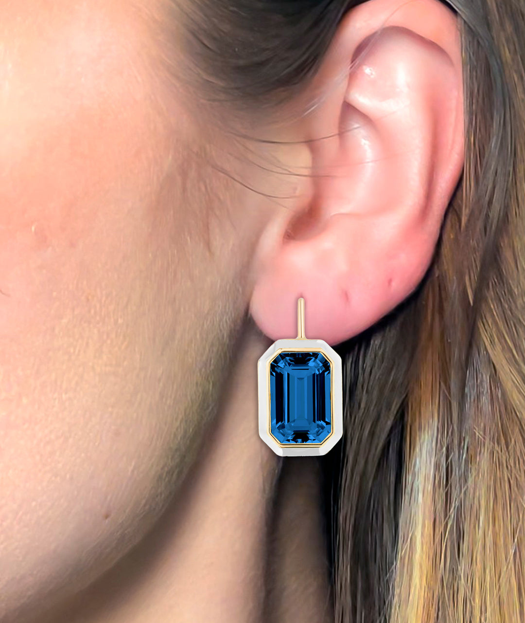 London Blue Topaz with White Enamel