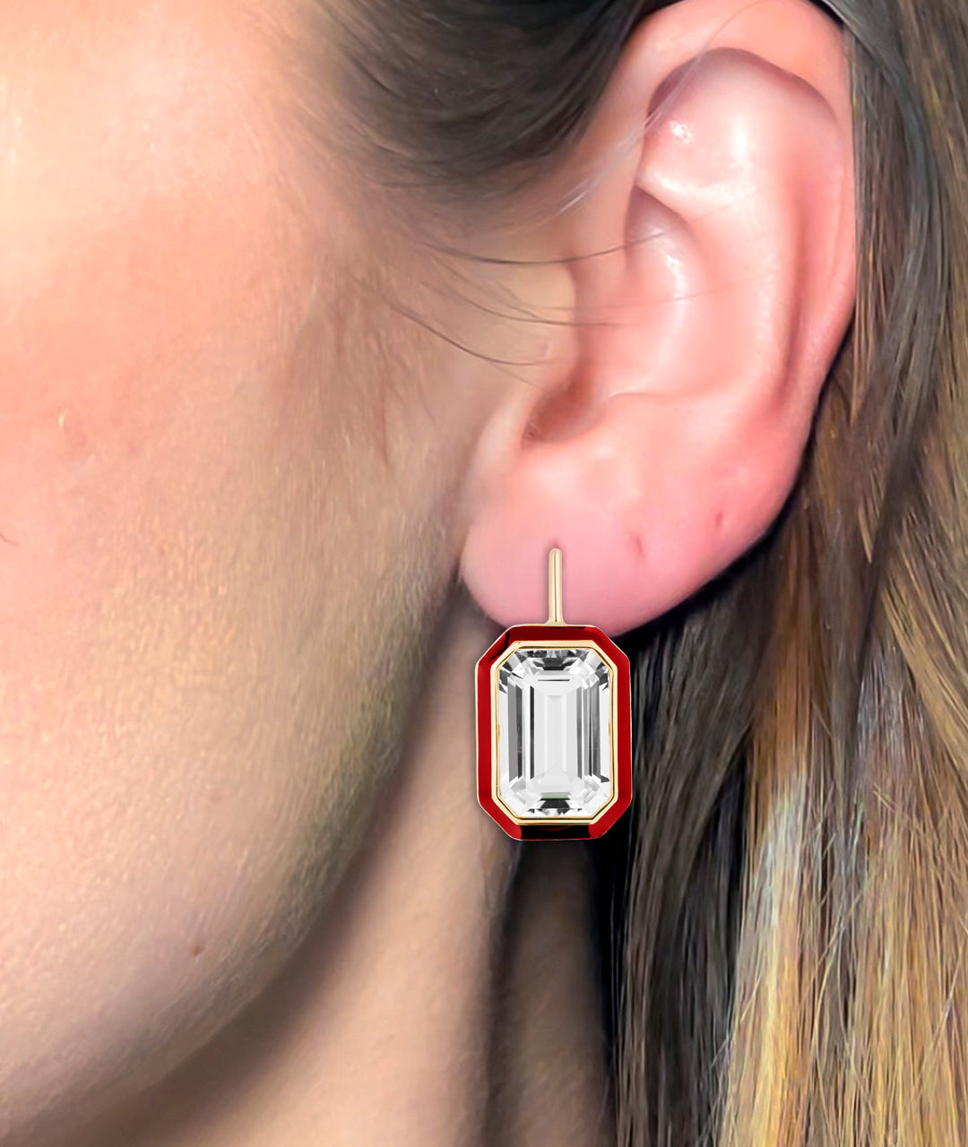 Rock Crystal with Red Enamel