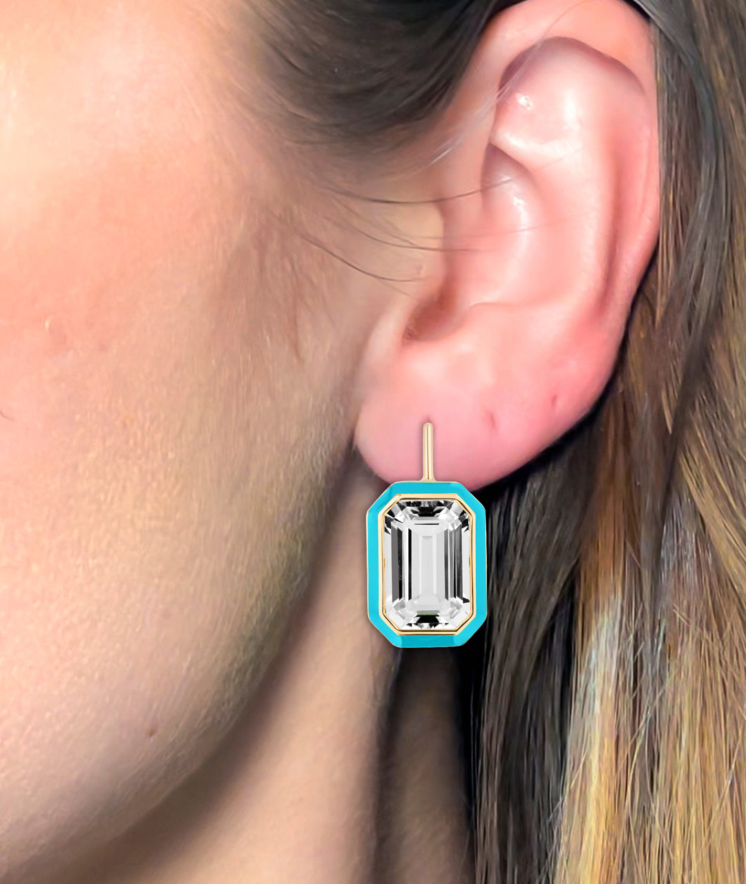 Rock Crystal with Turquoise Enamel