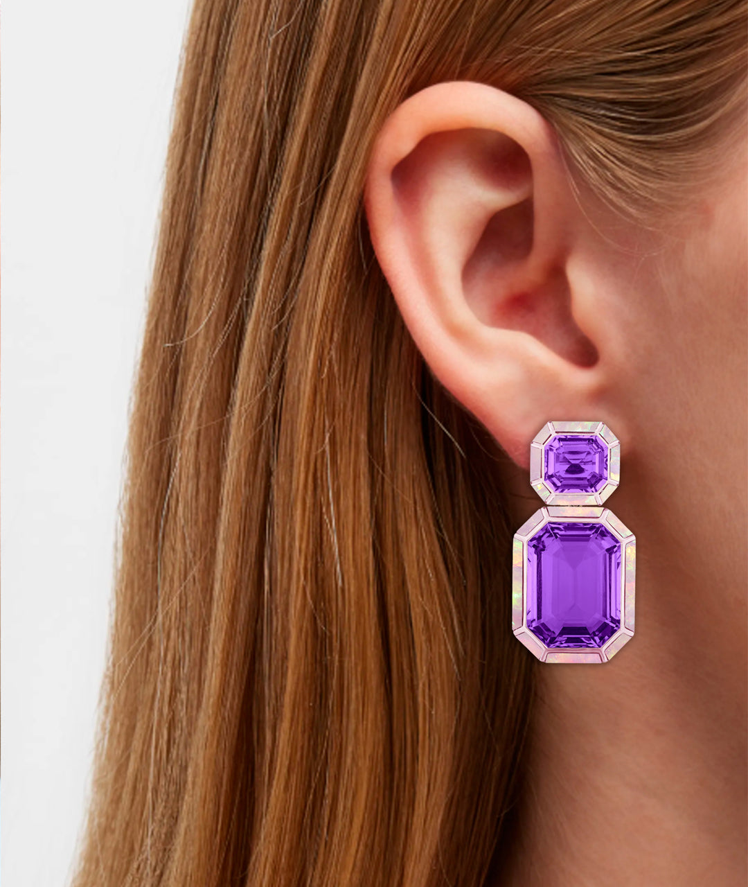 Rose gold-Amethyst with Pink Opal