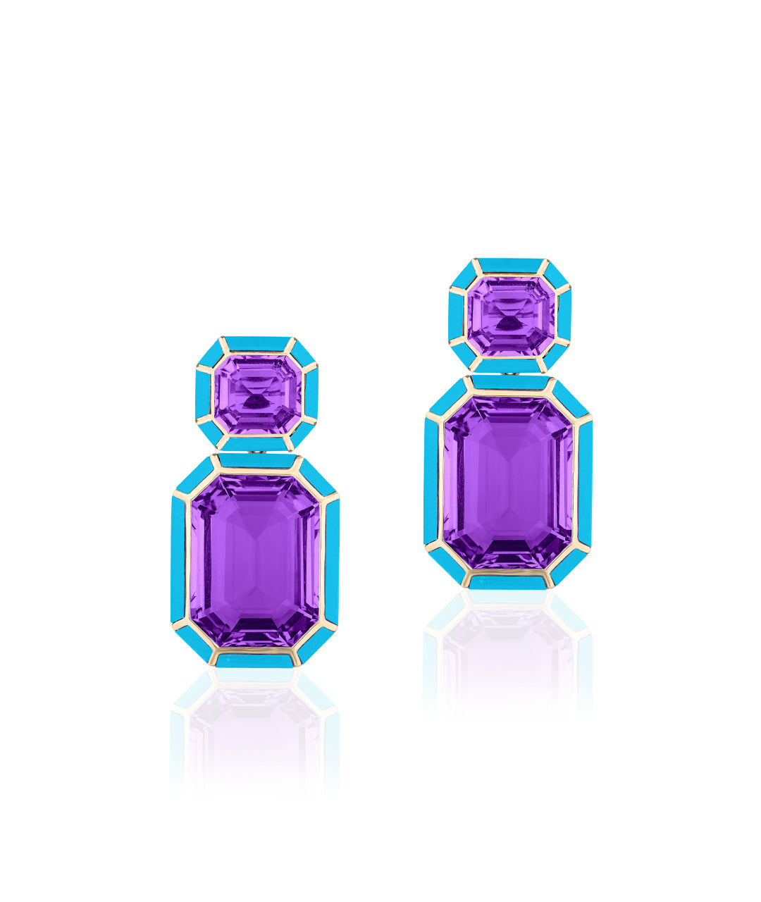 Yellow gold-Amethyst with Turquoise