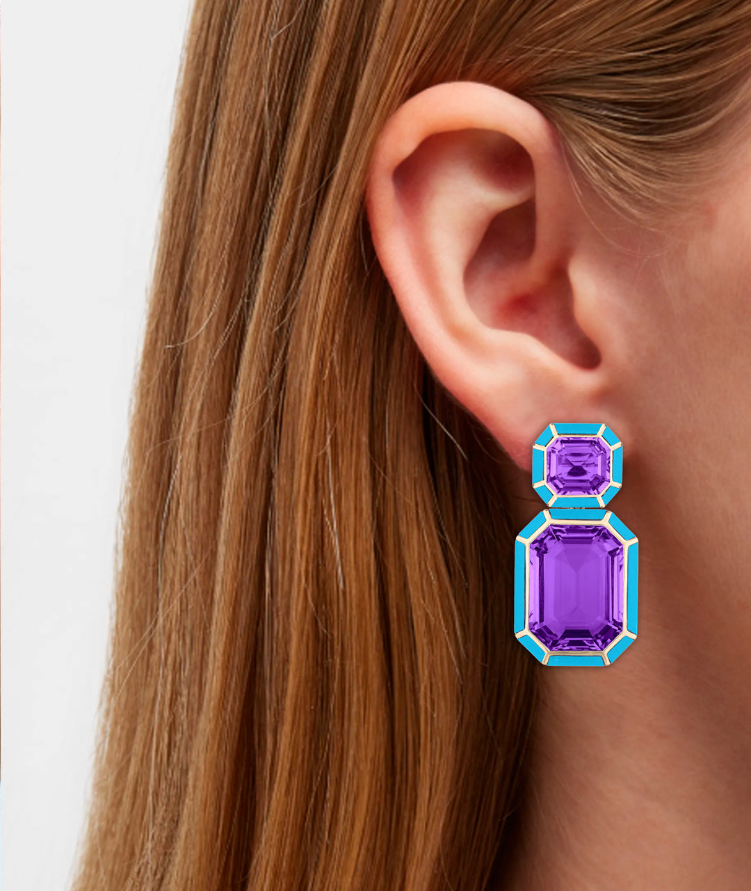 Yellow gold-Amethyst with Turquoise