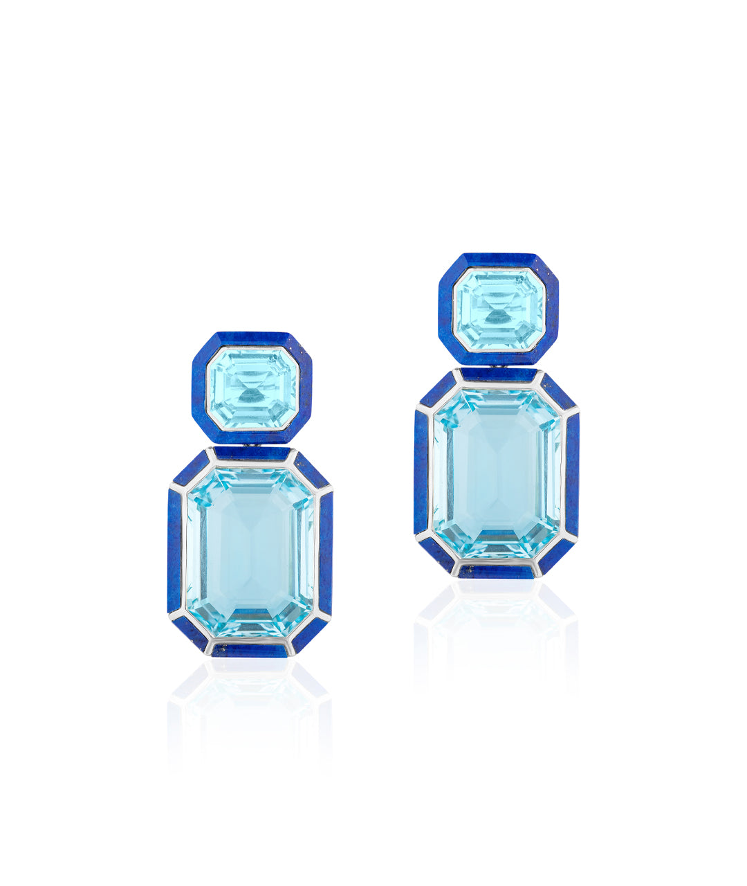 White gold-Blue Topaz with Lapis