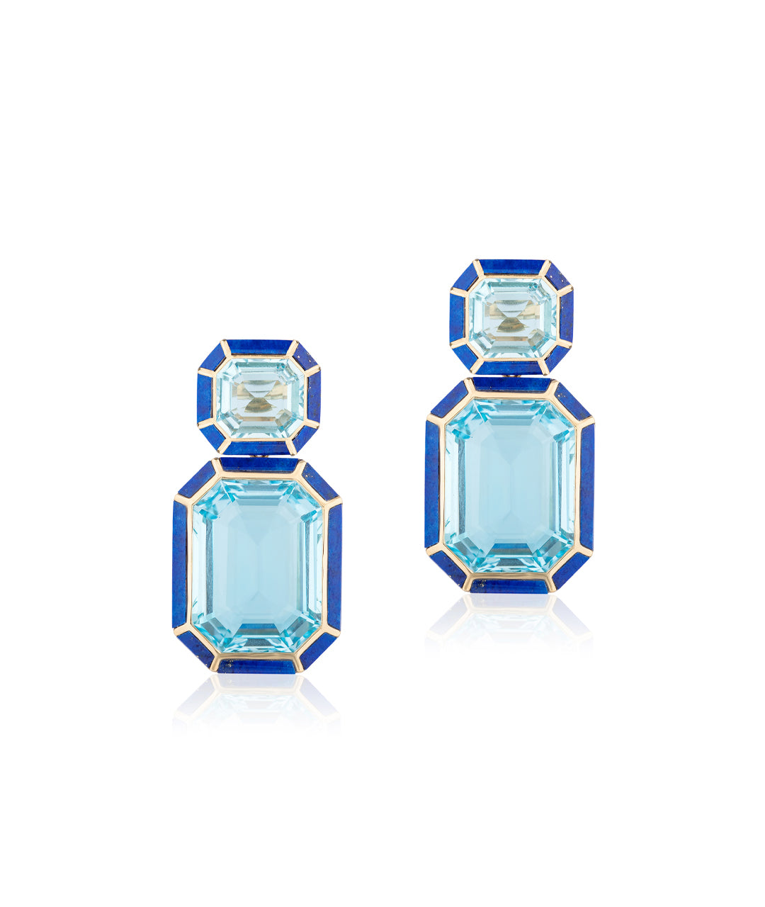 Yellow gold-Blue Topaz with Lapis