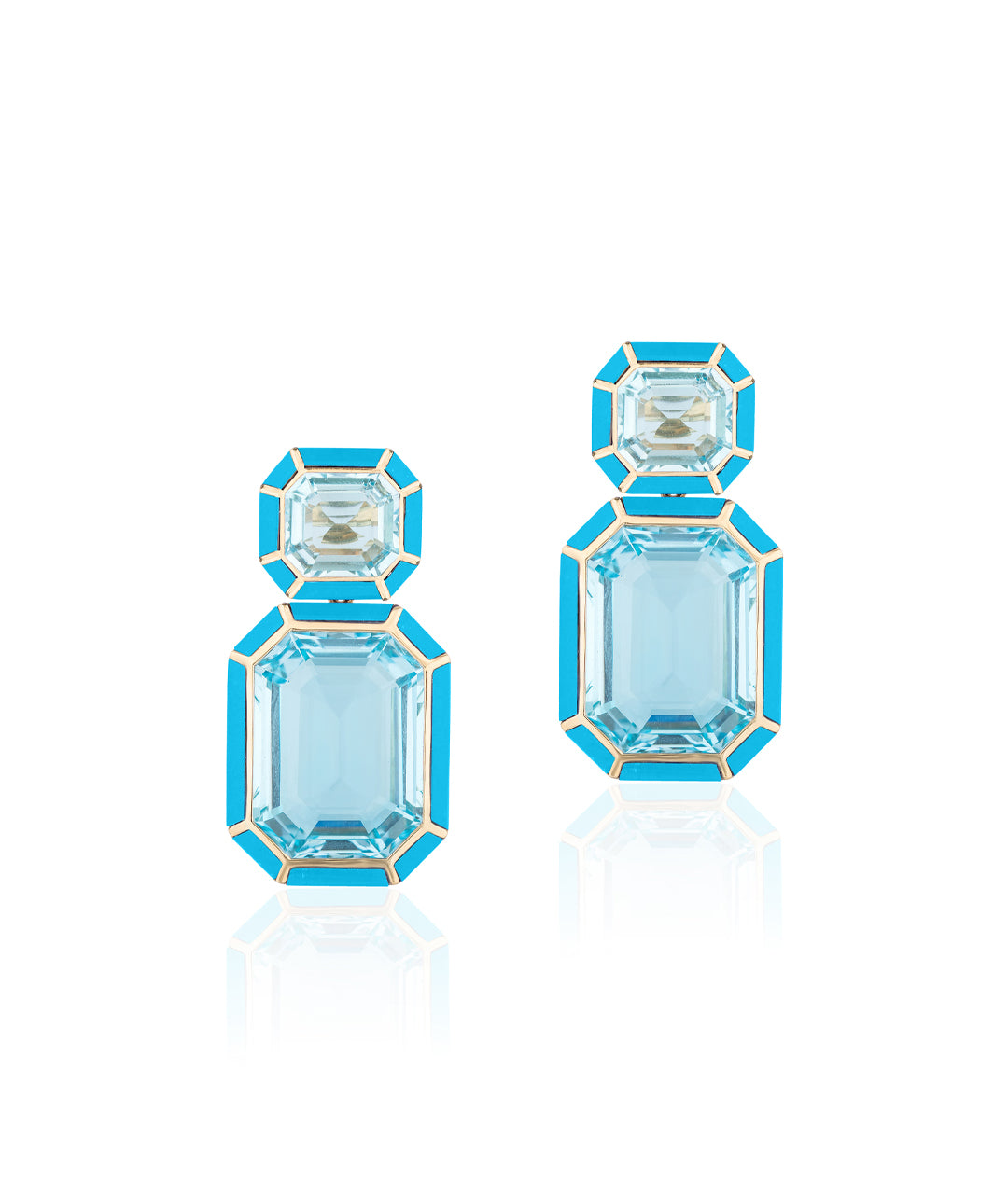 Yellow gold-Blue Topaz with Turquoise