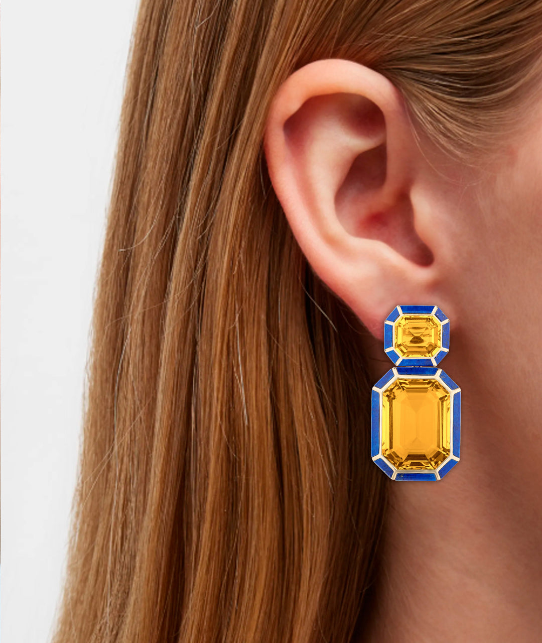 Yellow gold-Citrine with Lapis