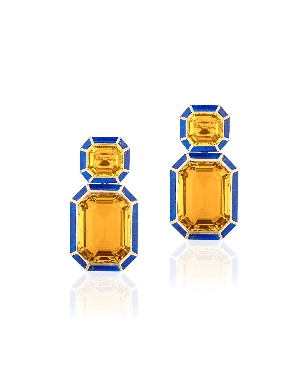 Yellow gold-Citrine with Lapis