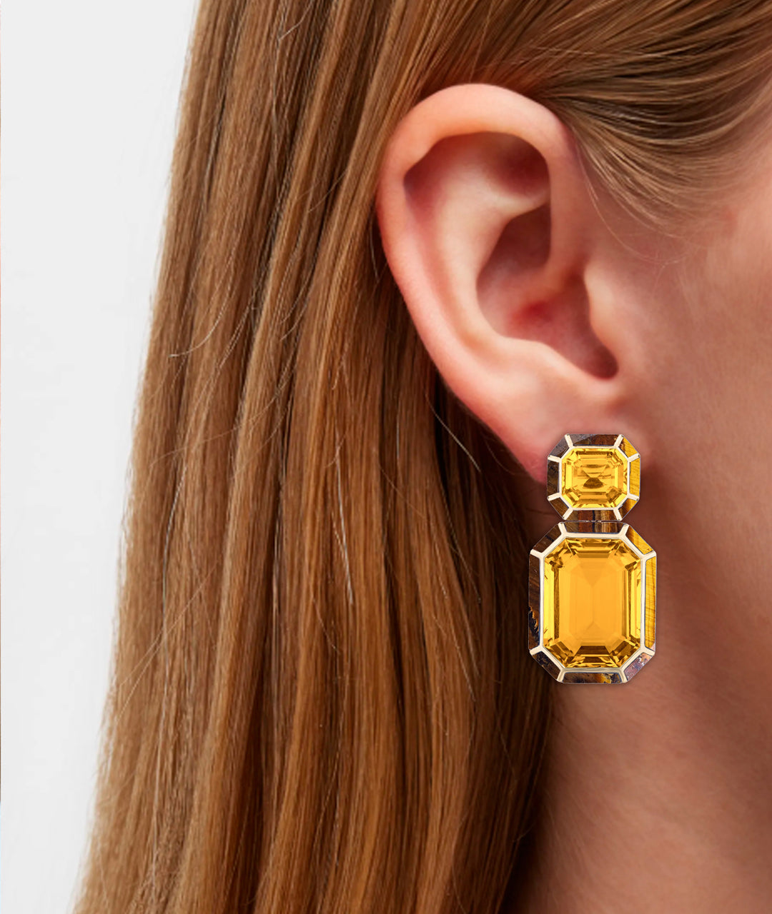 Yellow gold-Citrine with Tiger Eye