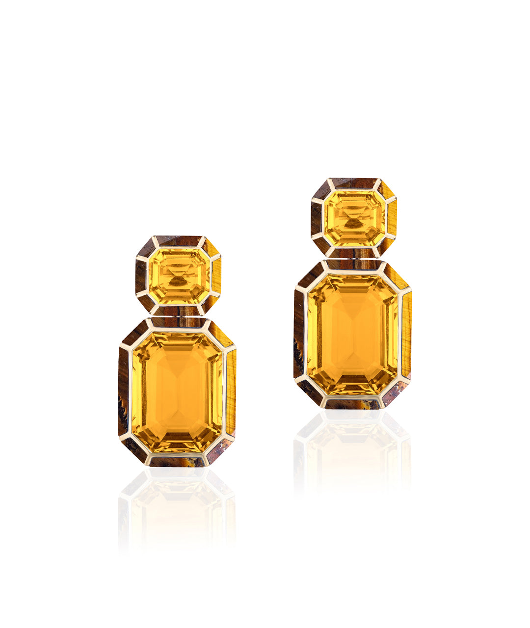 Yellow gold-Citrine with Tiger Eye