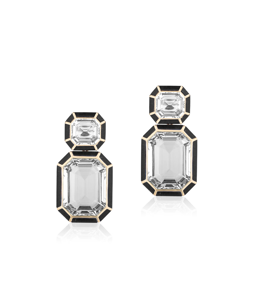 Yellow gold-Rock Crystal with Onyx