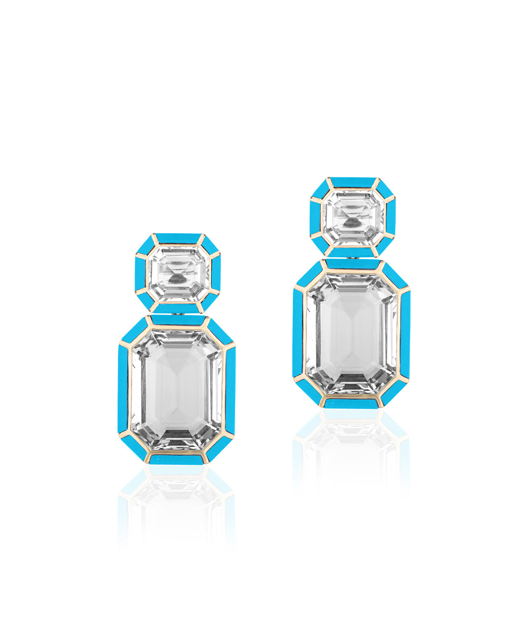 Yellow gold-Rock Crystal with Turquoise