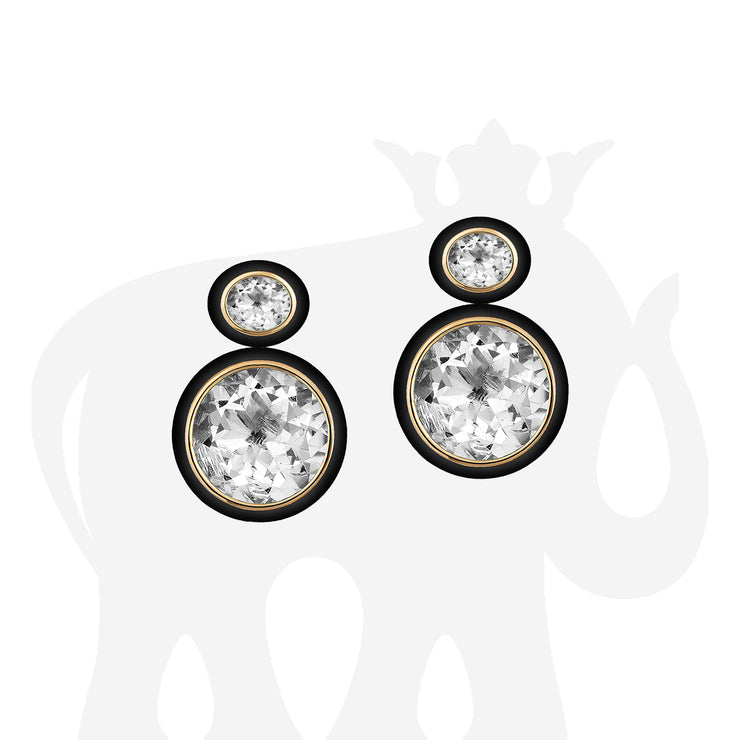 Rock Crystal & Onyx Inlay Oval Earrings