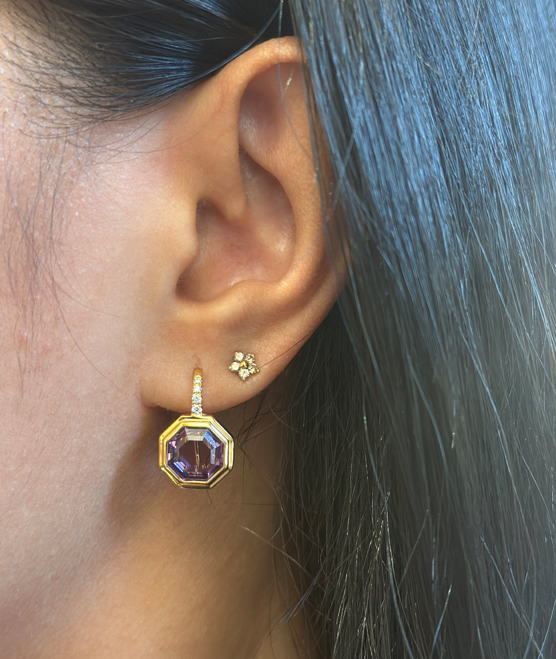 Amethyst Octagon Earring