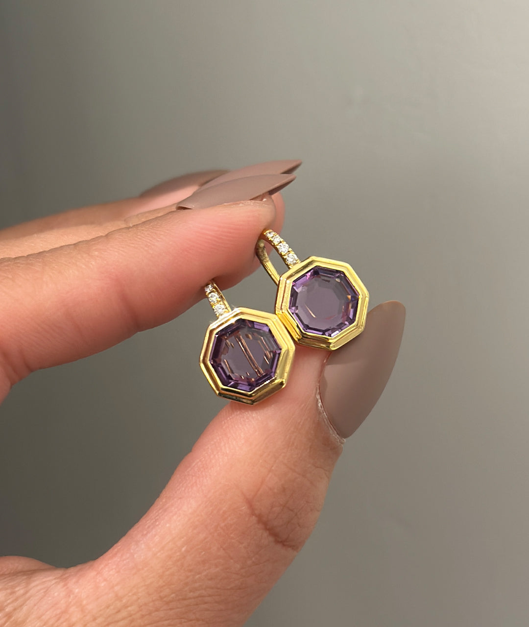 Amethyst Octagon Earring