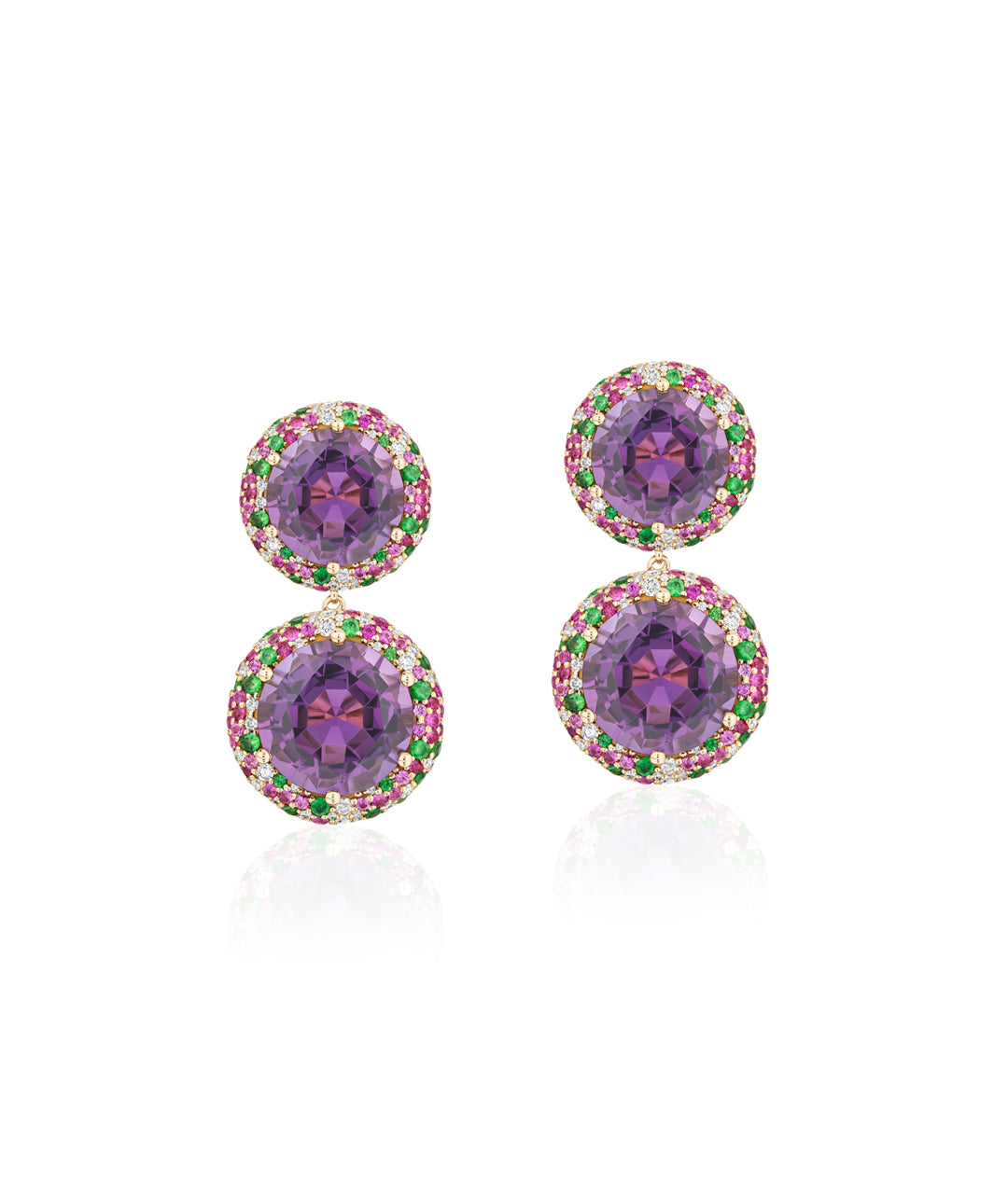 Double Halo Round Earrings