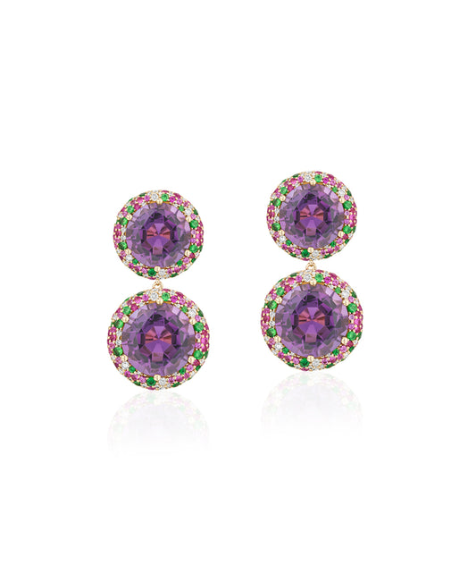 Double Halo Round Earrings