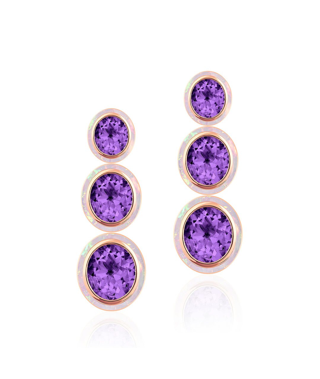 Rose gold-Amethyst with Pink Opal