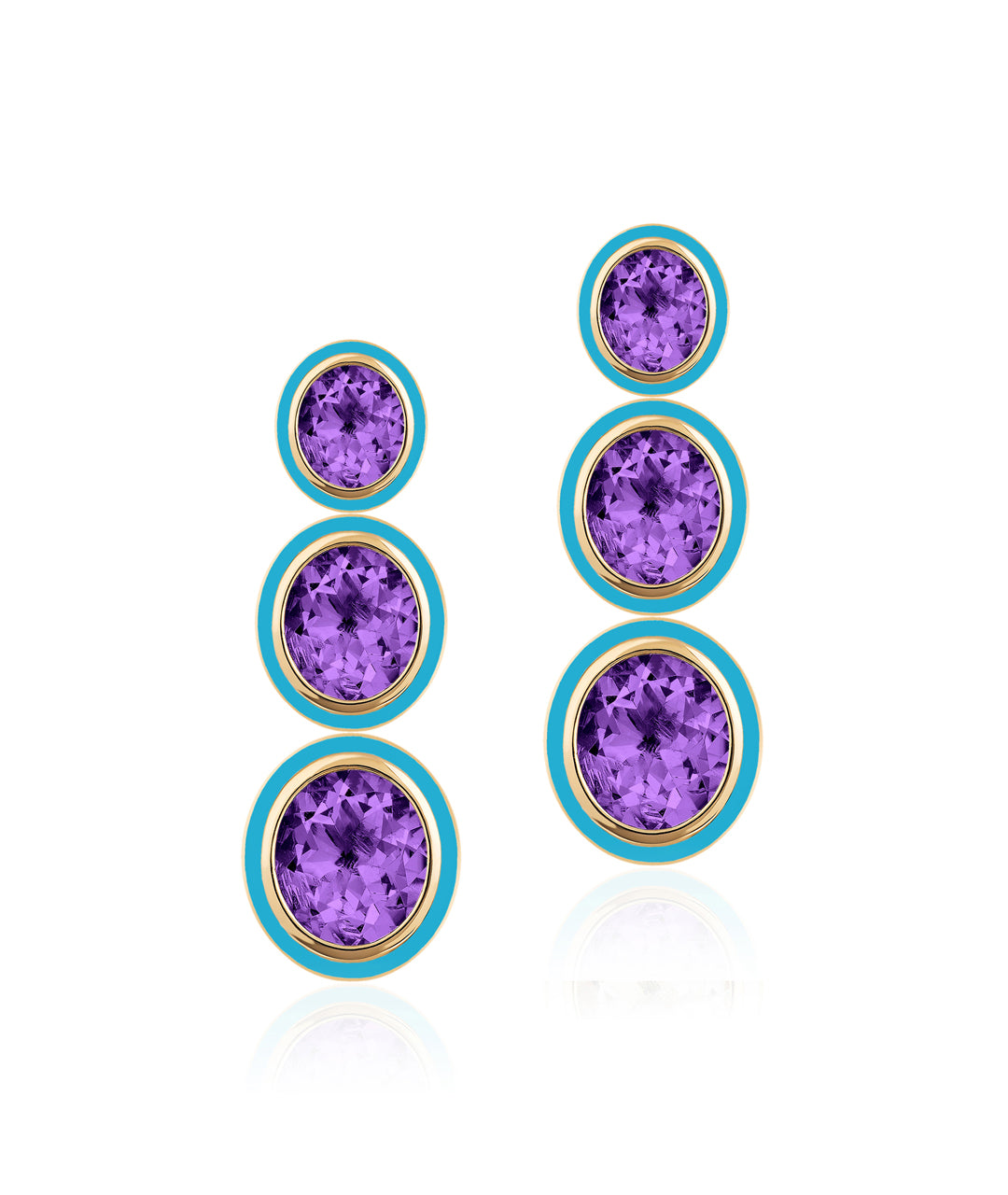 Yellow gold-Amethyst with Turquoise