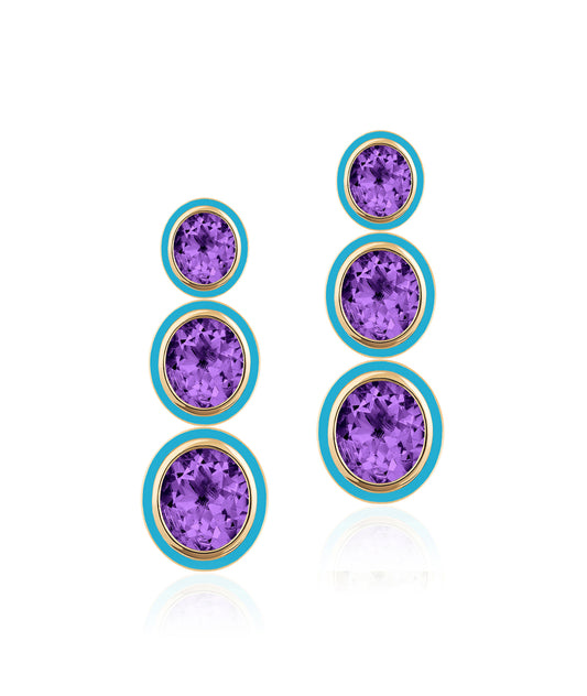 Yellow gold-Amethyst with Turquoise