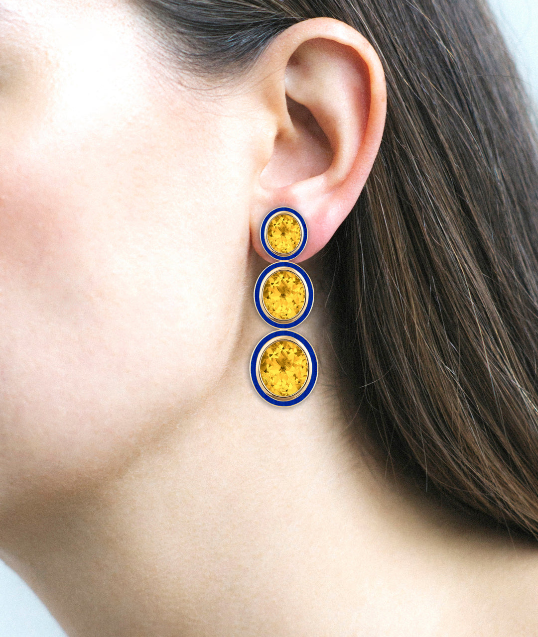 Yellow gold-Citrine with Lapis