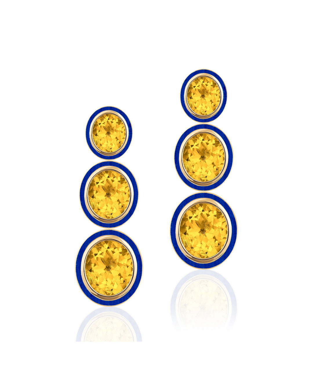 Yellow gold-Citrine with Lapis