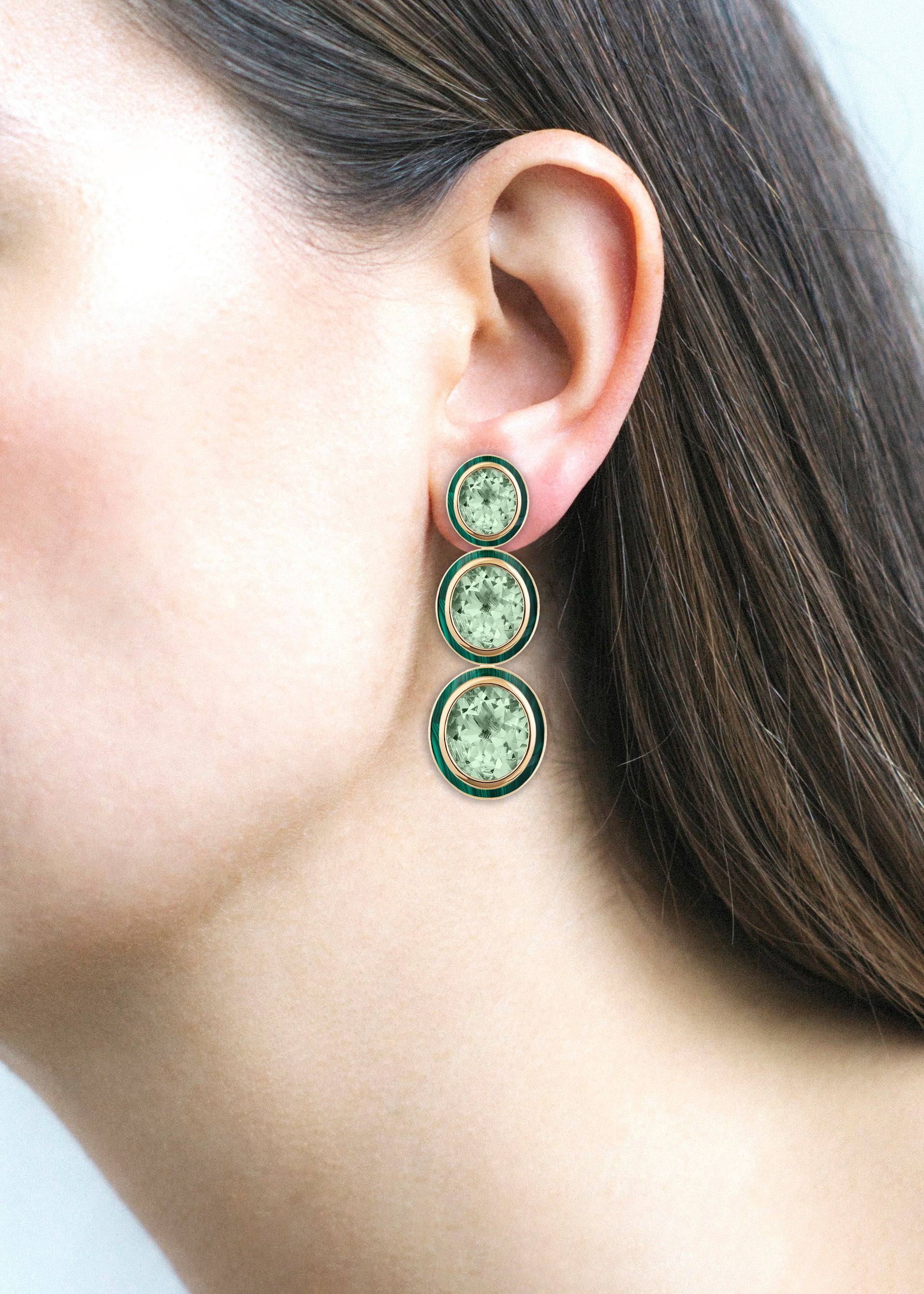 Yellow gold-Prasiolite with Malachite