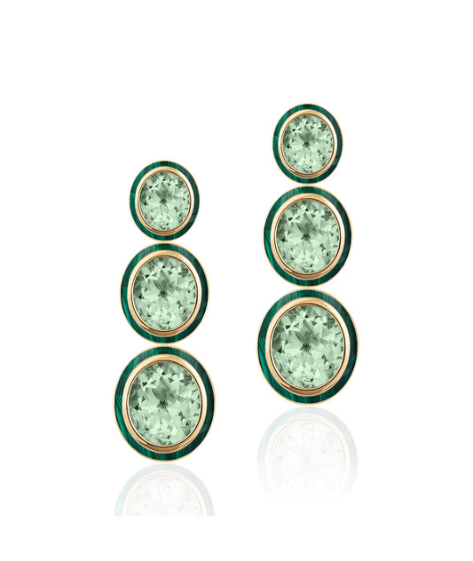 Yellow gold-Prasiolite with Malachite