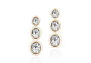 3 tier Oval Rock Crystal & White Agate Inlay Earrings