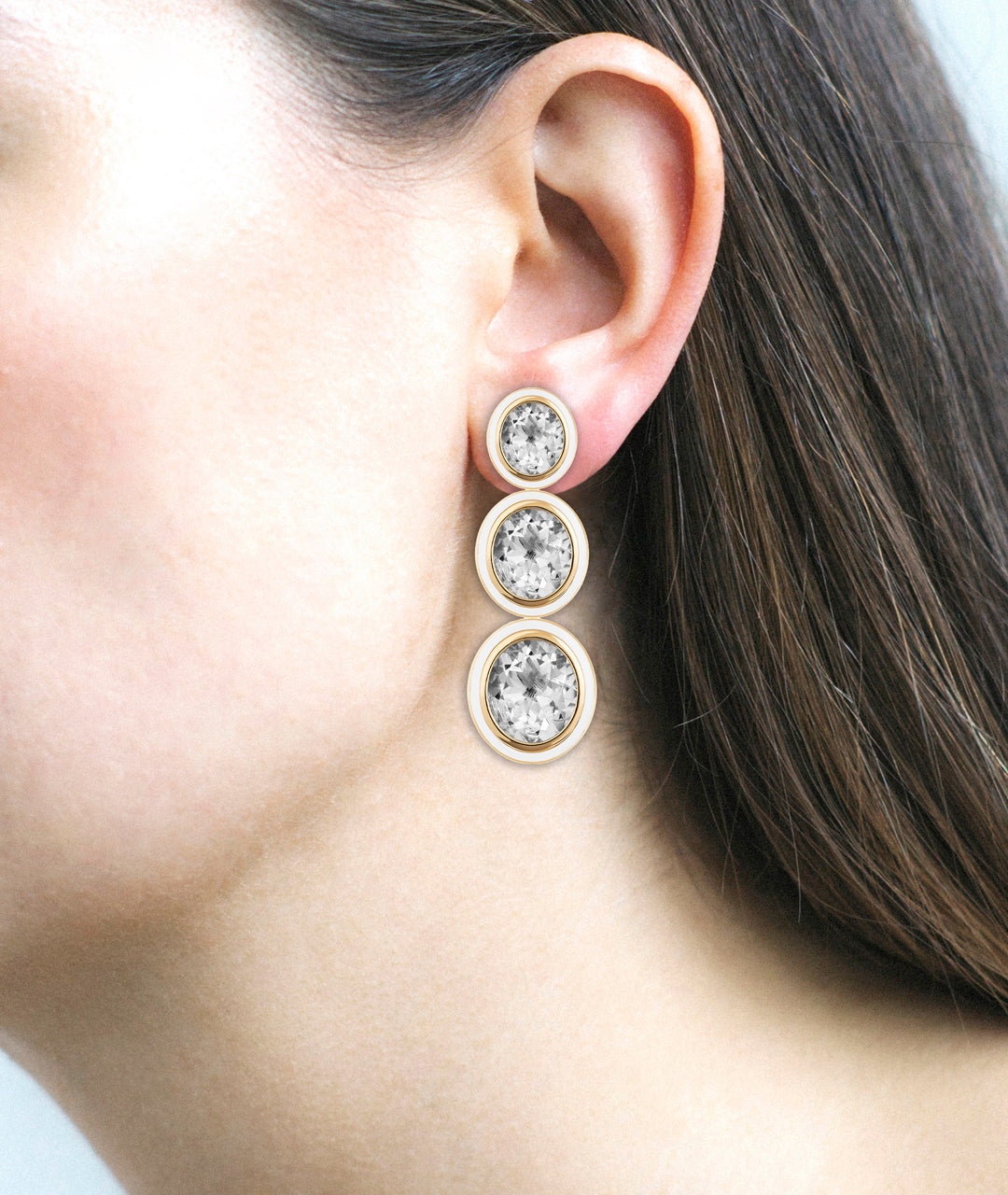 Yellow gold-Rock Crystal with White Agate