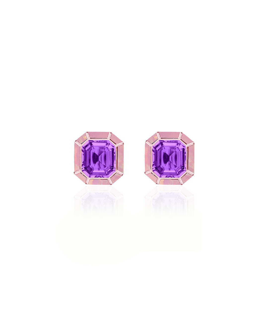 Rose gold-Amethyst with Pink Opal