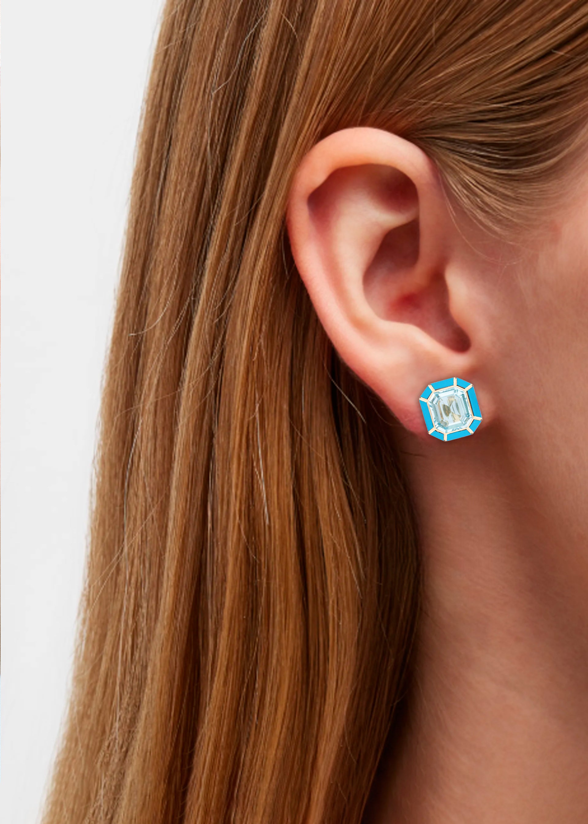 Yellow gold-Blue Topaz with Turquoise
