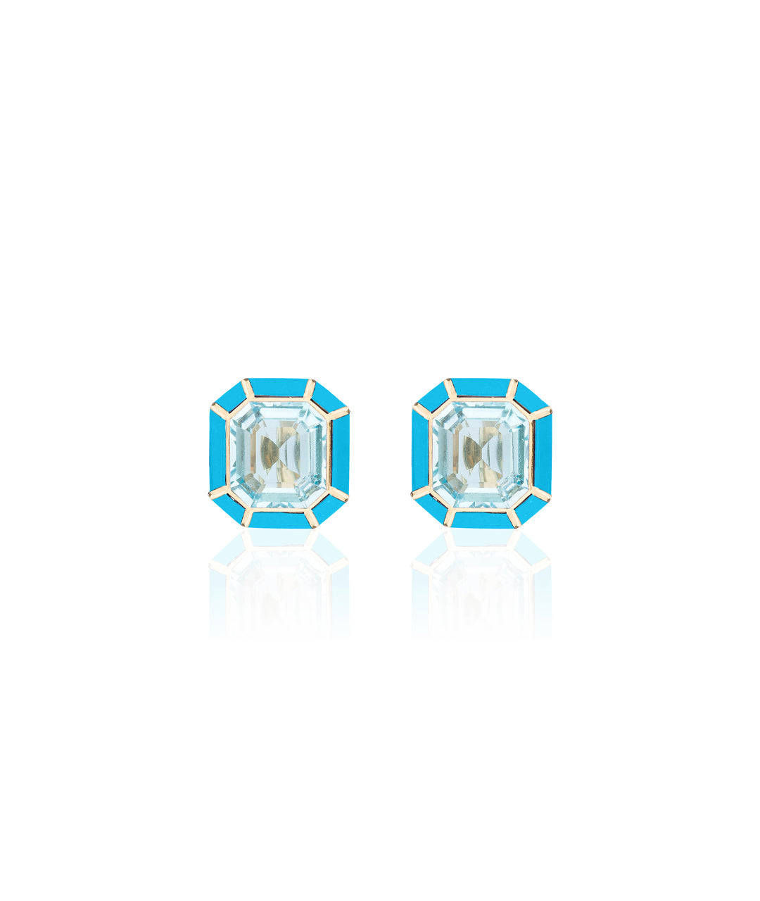 Yellow gold-Blue Topaz with Turquoise
