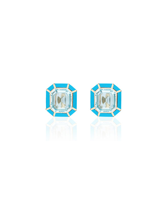 Yellow gold-Blue Topaz with Turquoise